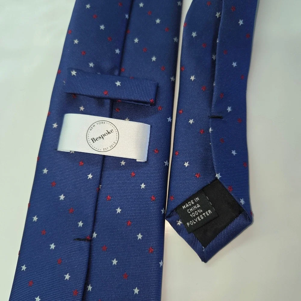 Bespoke New York Tie Men's‎ Polyester Blue Star Print Necktie USA